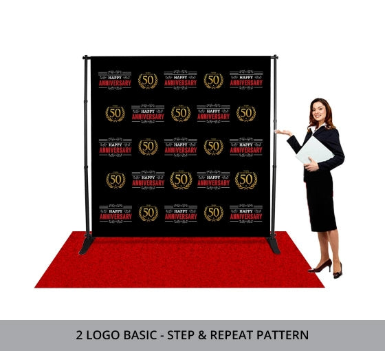 10 Ft. Adjustable Step and Repeat - 13oz Vinyl Banner (Telescopic)